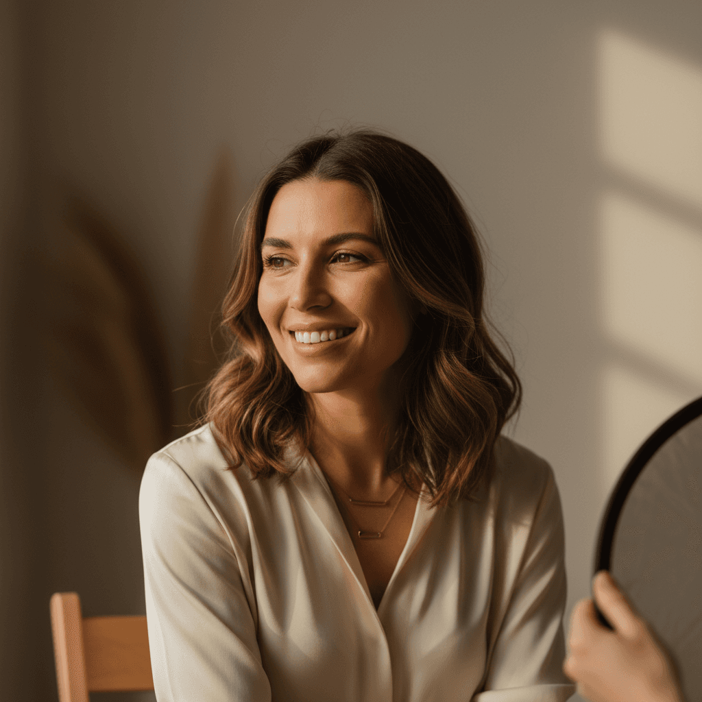 Professional headshot session with natural window lighting