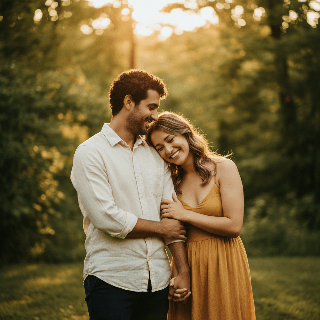 Engagement portrait session outdoors