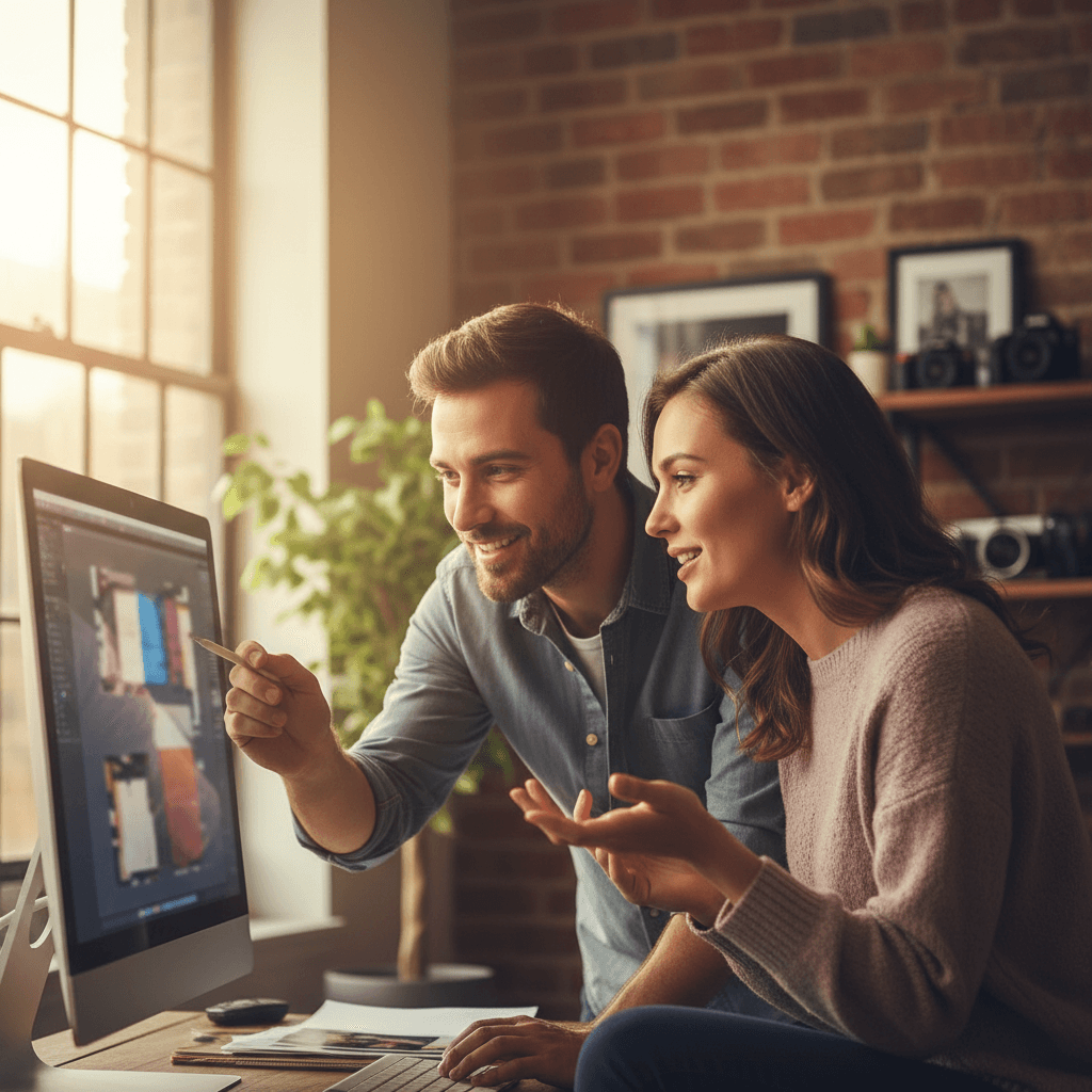 Collaborating with clients to review and refine their images