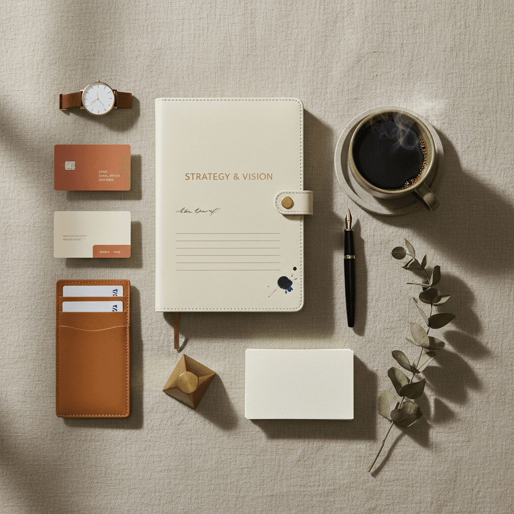 Styled business product flat-lay arrangement