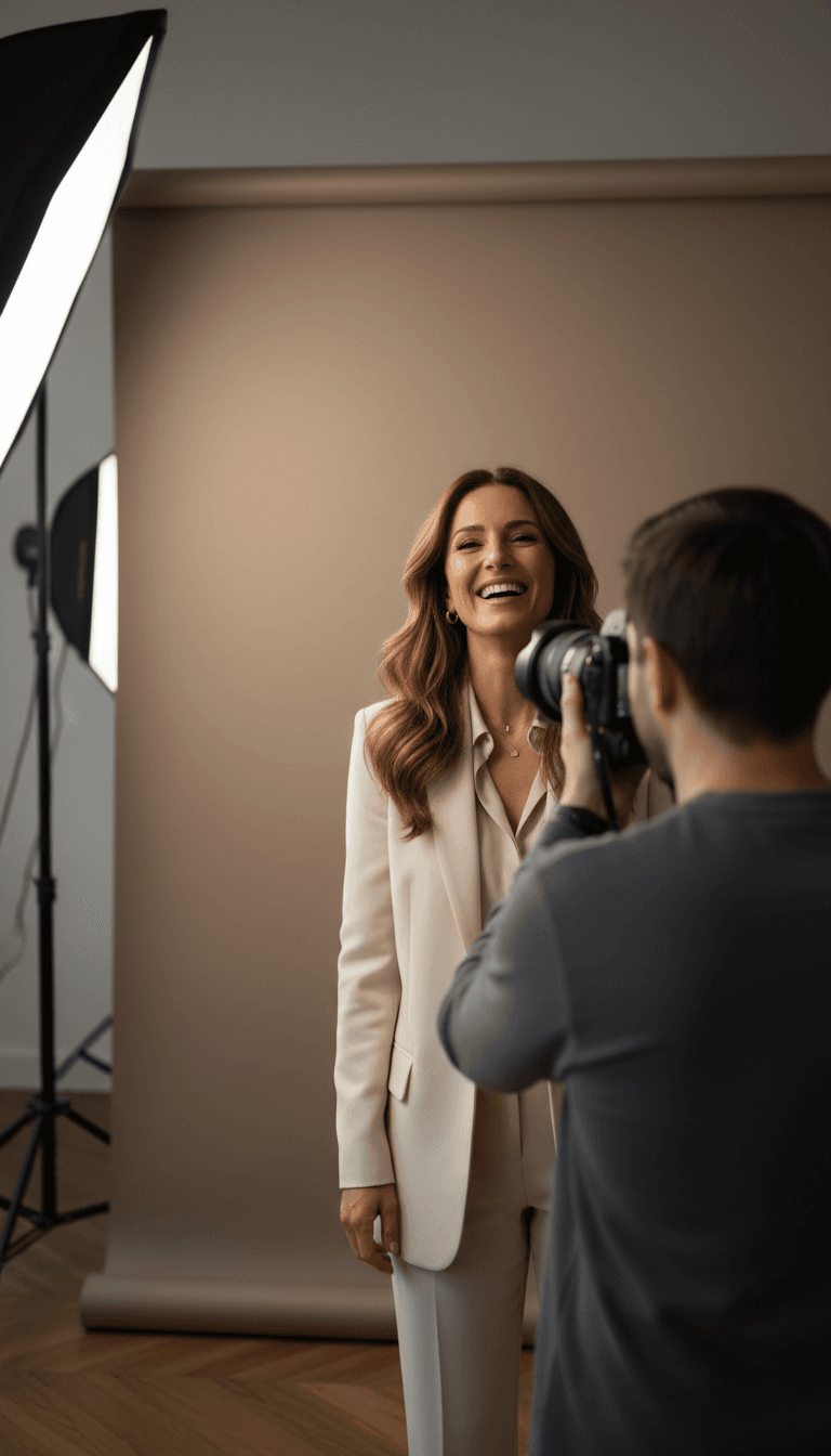 Professional portrait session with entrepreneur subject