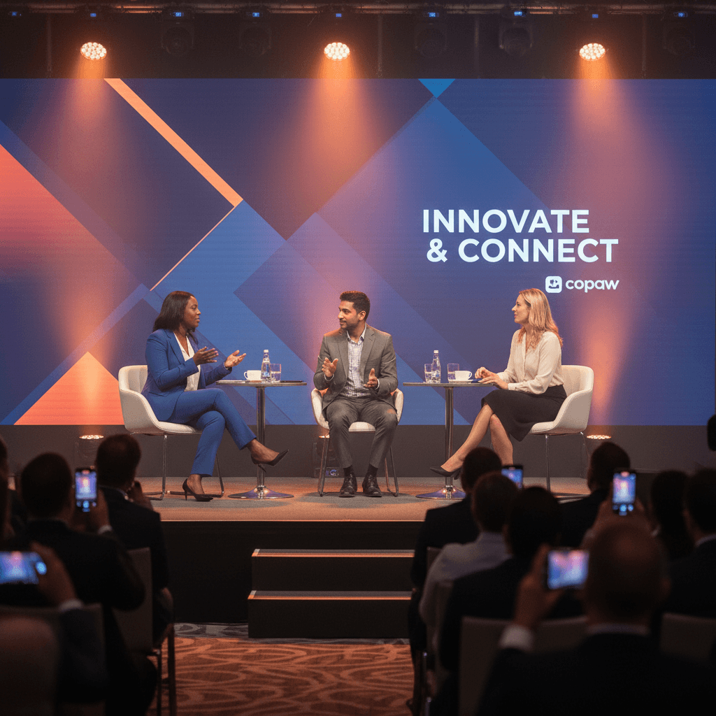 Corporate event panel discussion on stage